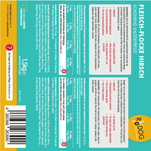 Hund Flocken Trockenfutter RyDog Fleisch-Flocke Hirsch 125g 1 Stück -2- Anifit